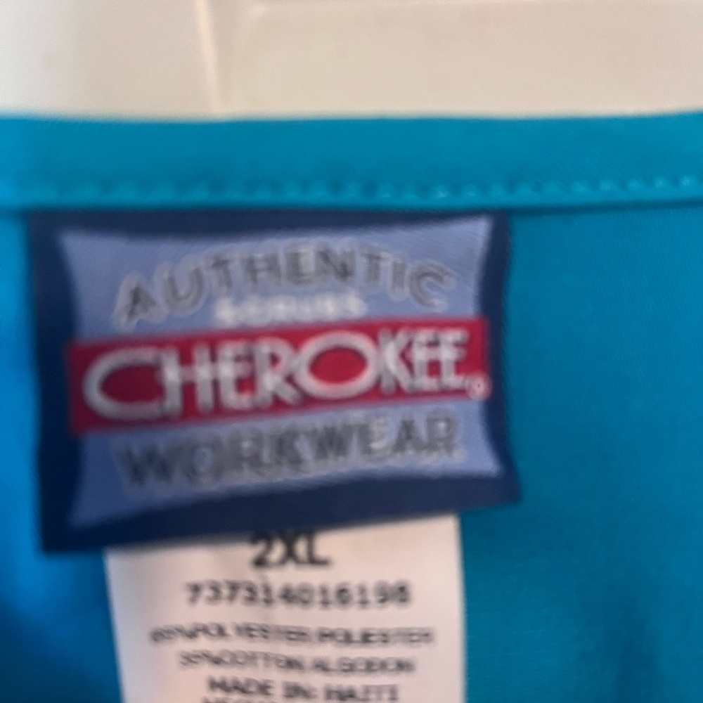 Cherokee Teal Workwear Scrub Top size 2xL  NEW WITH TAG - Picture 4 of 5
